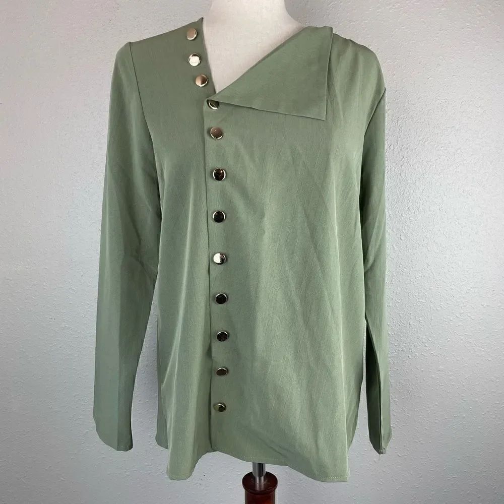 NWOT Green Button Down Dress Shirt Size S